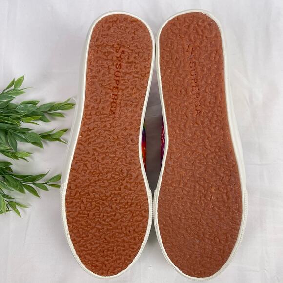 Superga Canvas Sneakers Rainbow Tie Dye Platform 2790 Size 39.5 - US 9 Like New - Picture 6 of 9